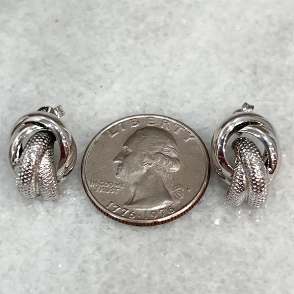 Sterling Silver Textured Knot Stud Earrings - Picture 7 of 7